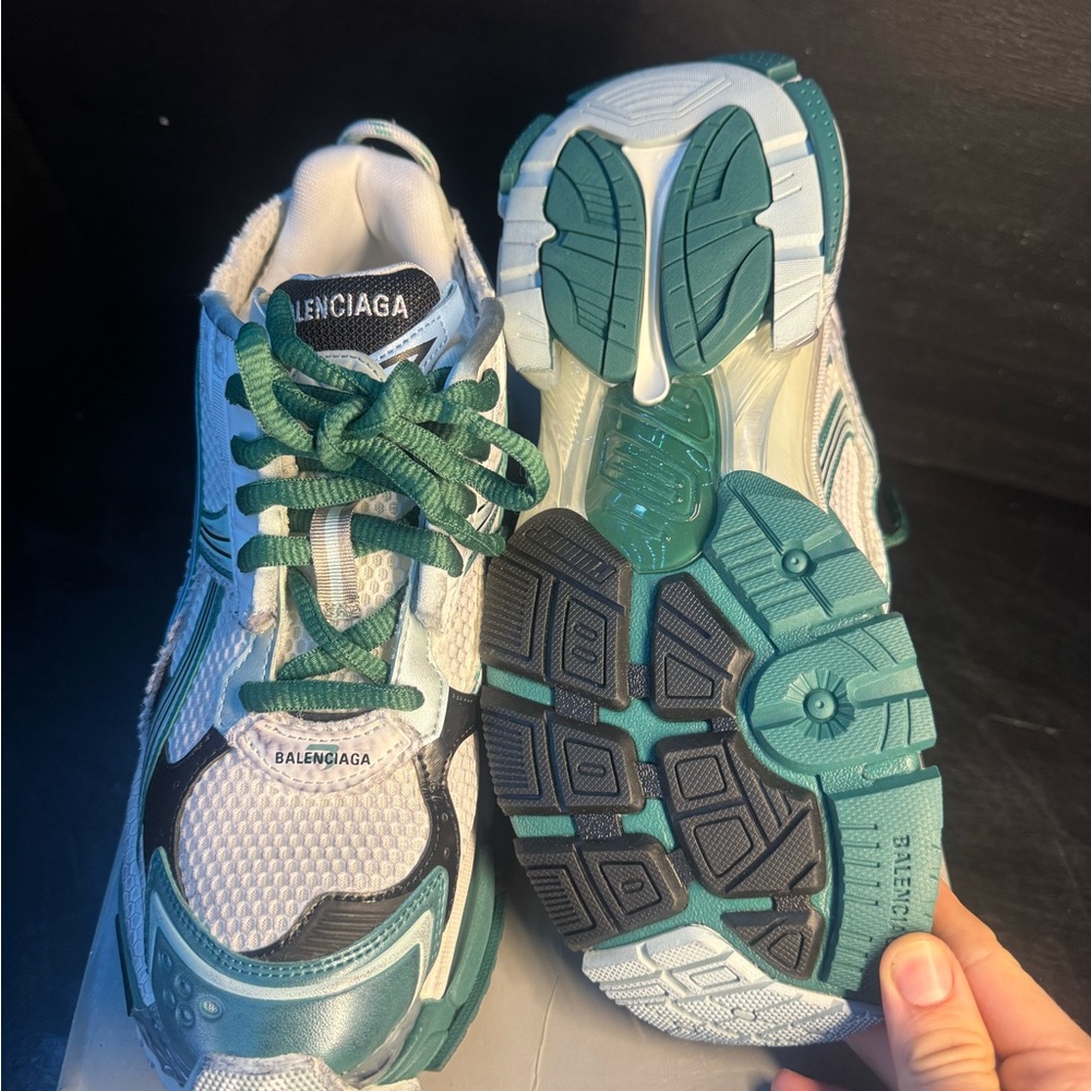 Balenciaga Runner White and Teal Sneakers - Picture 5 of 5
